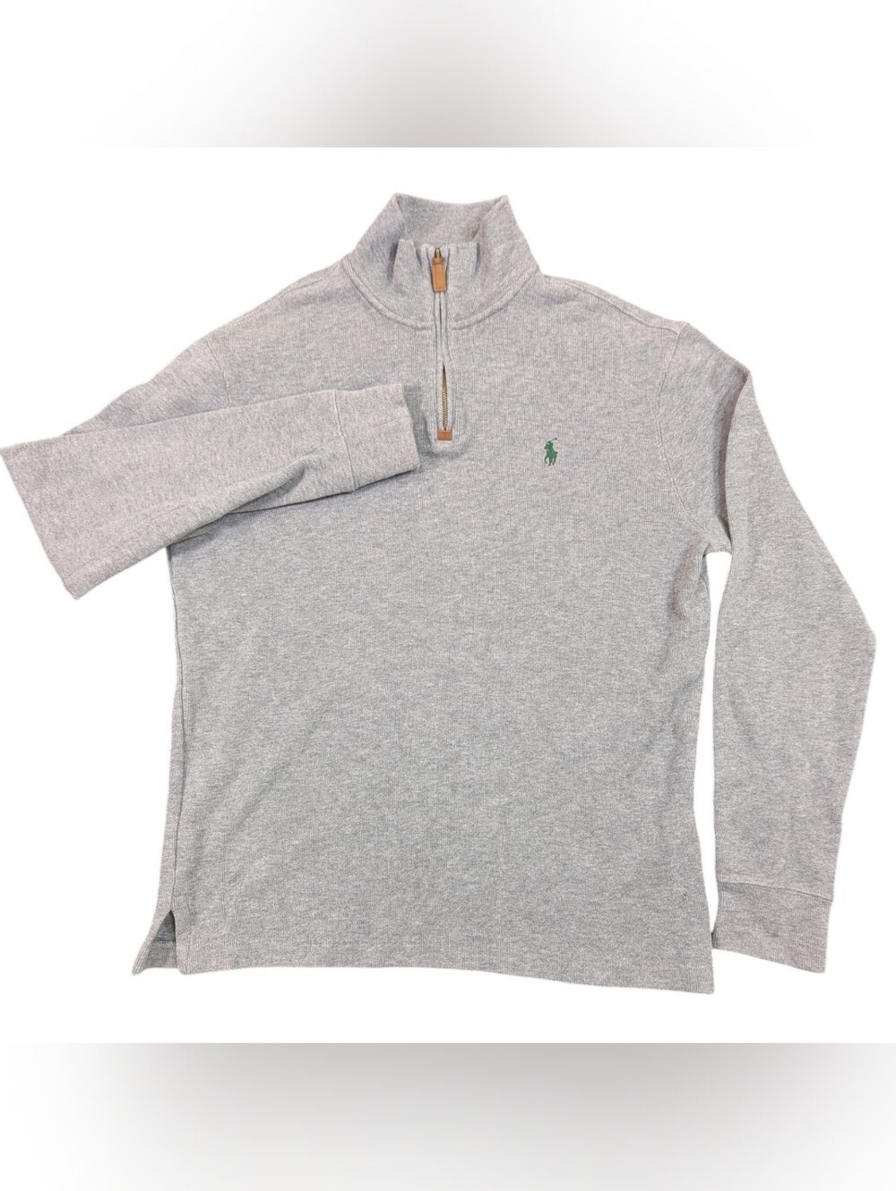 Polo Ralph Lauren Men's Quarter-Zip Pullover Sweater Gray Green Pony Sz Small